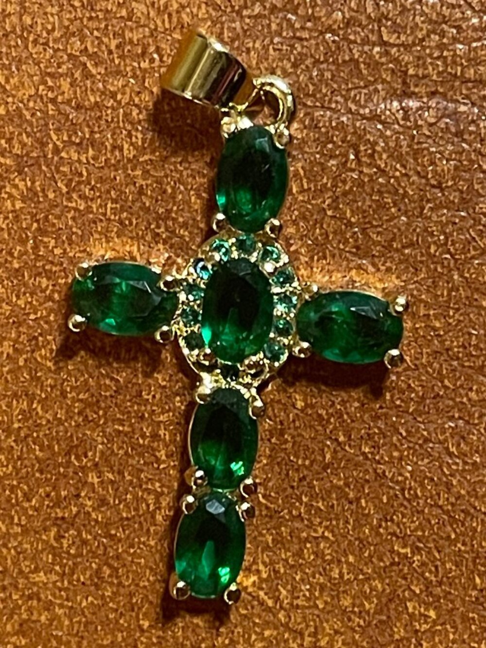 Emerald Green Cross Pendant